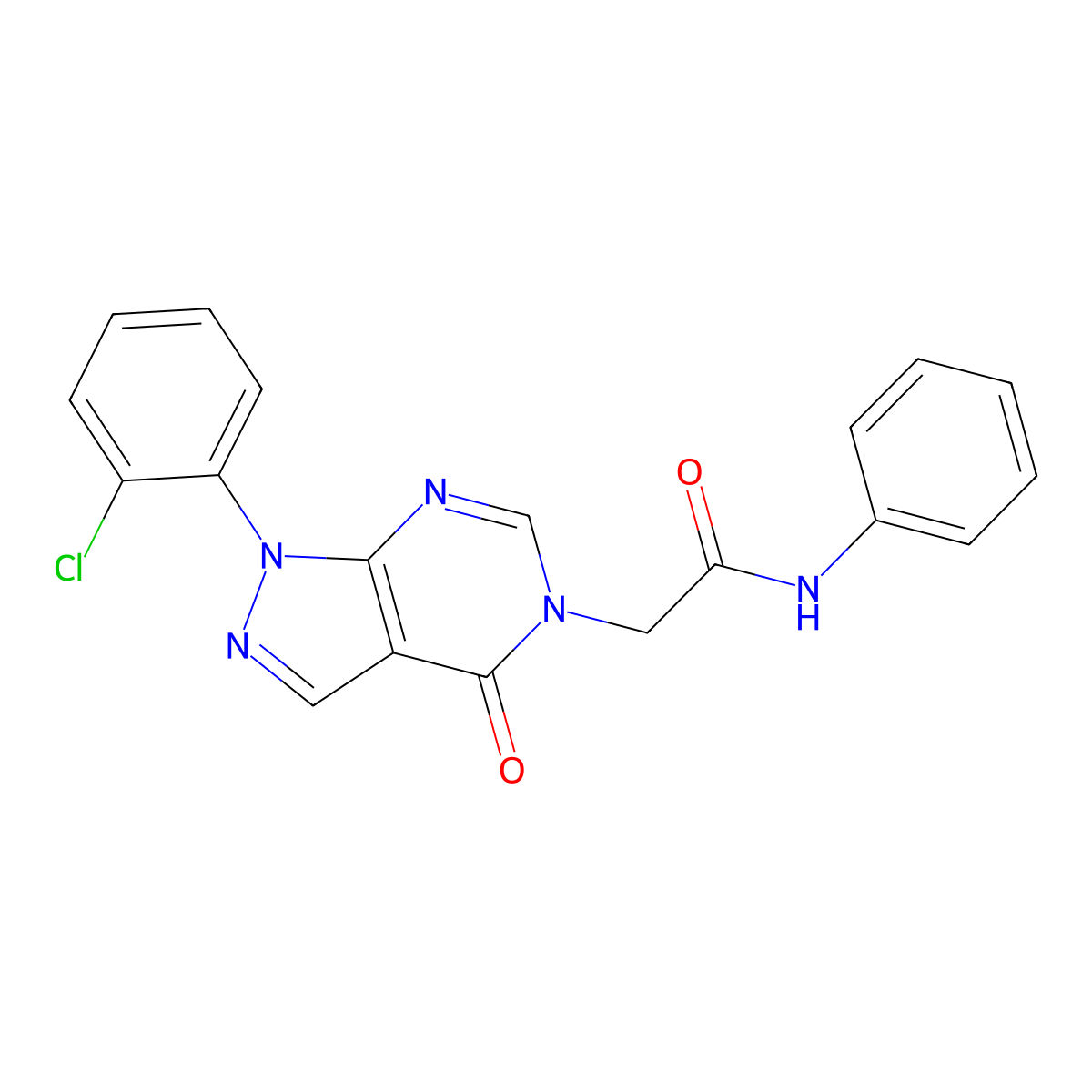 2-[1-(2-chlorophenyl)-4-oxopyrazolo[3,4-d]pyrimidin-5-yl]-N-phenylacetamide molecular structure, CAS 841213-04-5