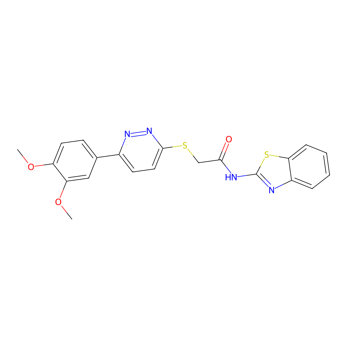 N-(benzo[d]thiazol-2-yl)-2-((6-(3,4-dimethoxyphenyl)pyridazin-3-yl)thio)acetamide molecular structure, CAS 841219-05-4
