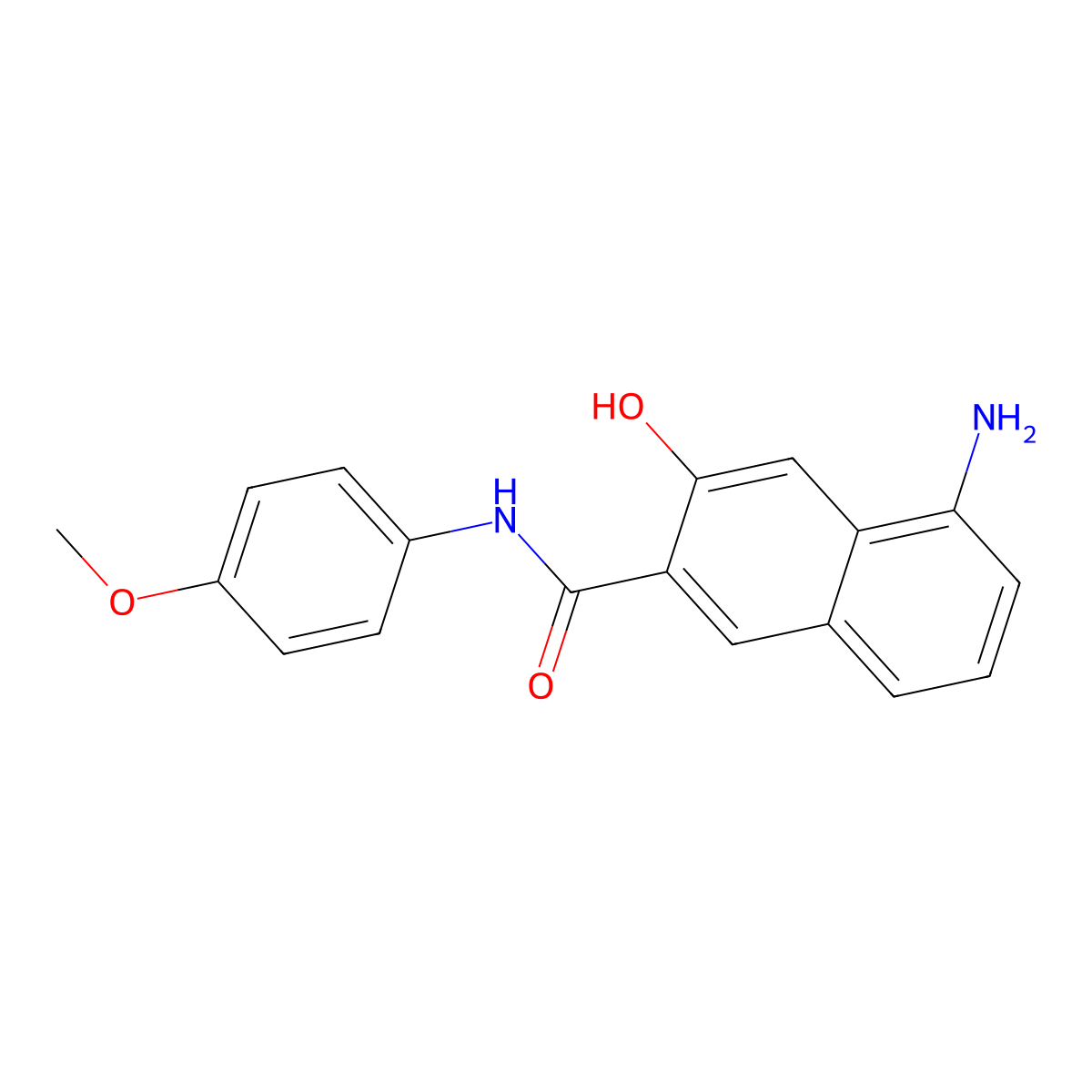 2-Naphthalenecarboxamide, 5-amino-3-hydroxy-N-(4-methoxyphenyl)- molecular structure, CAS 84122-32-7