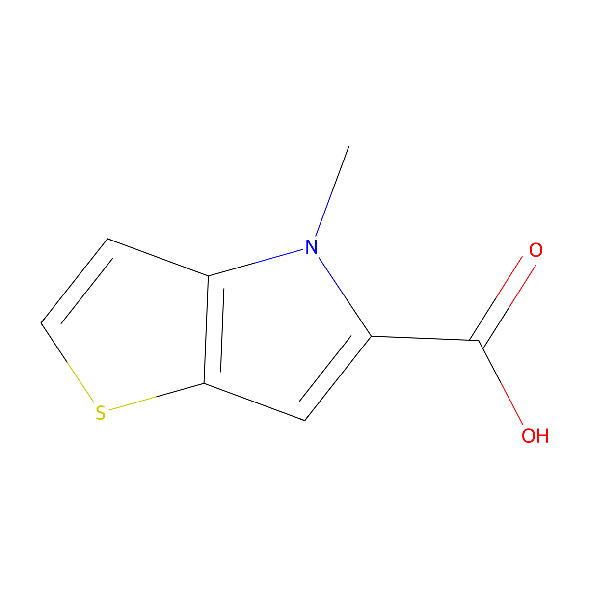 4-Methyl-4H-thieno[3,2-b]pyrrole-5-carboxylic acid molecular structure, CAS 841222-62-6