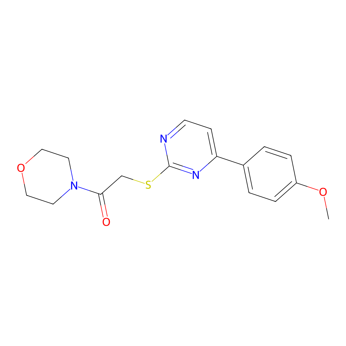 2-[[4-(4-Methoxyphenyl)-2-pyrimidinyl]thio]-1-(4-morpholinyl)ethanone molecular structure, CAS 841228-68-0