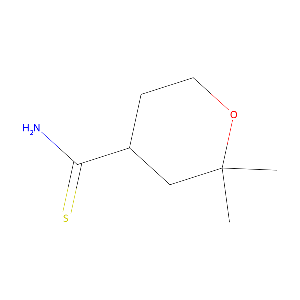 2,2-dimethyltetrahydro-2H-pyran-4-carbothioamide molecular structure, CAS 84125-26-8