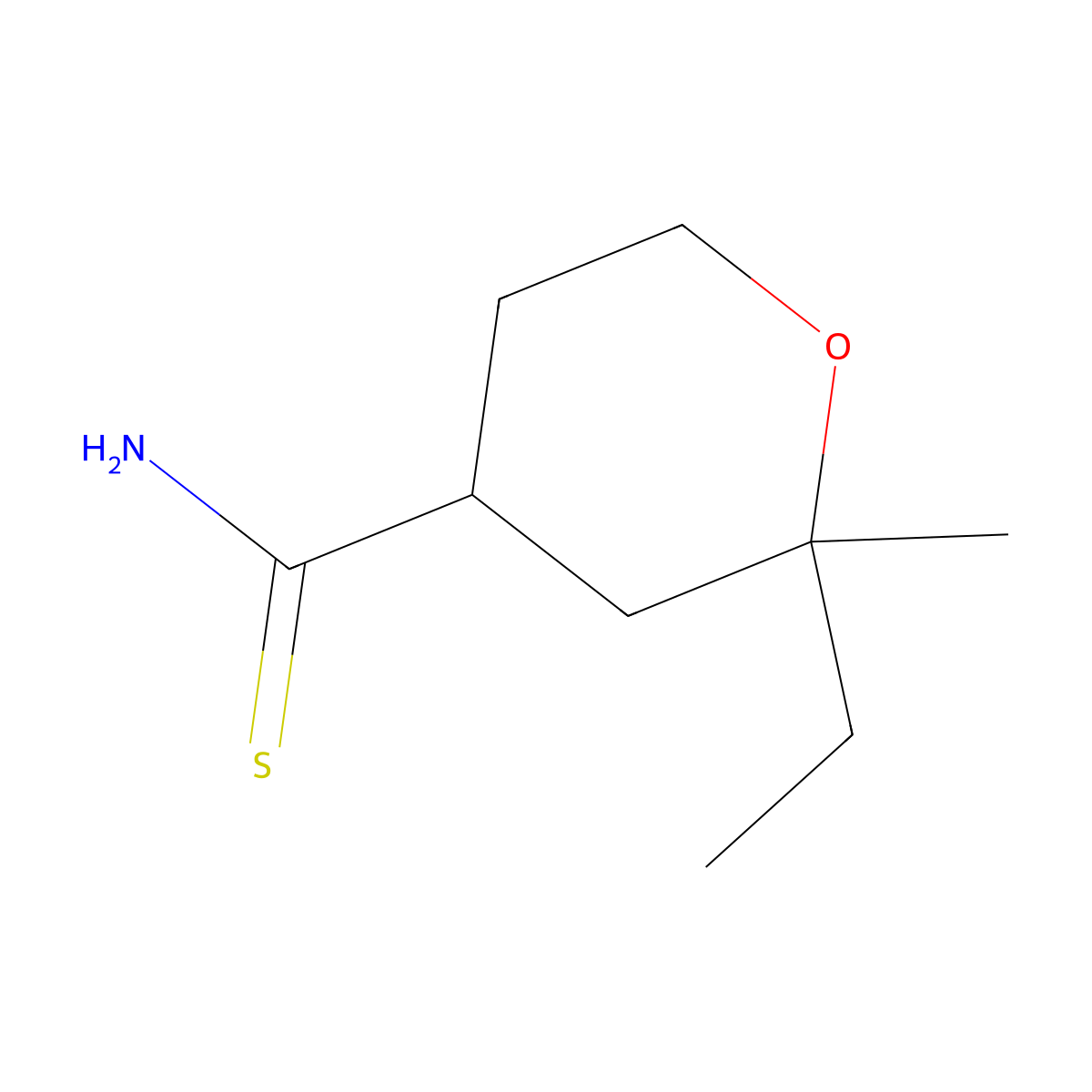 2-Ethyltetrahydro-2-methyl-2H-pyran-4-carbothioamide molecular structure, CAS 84125-27-9