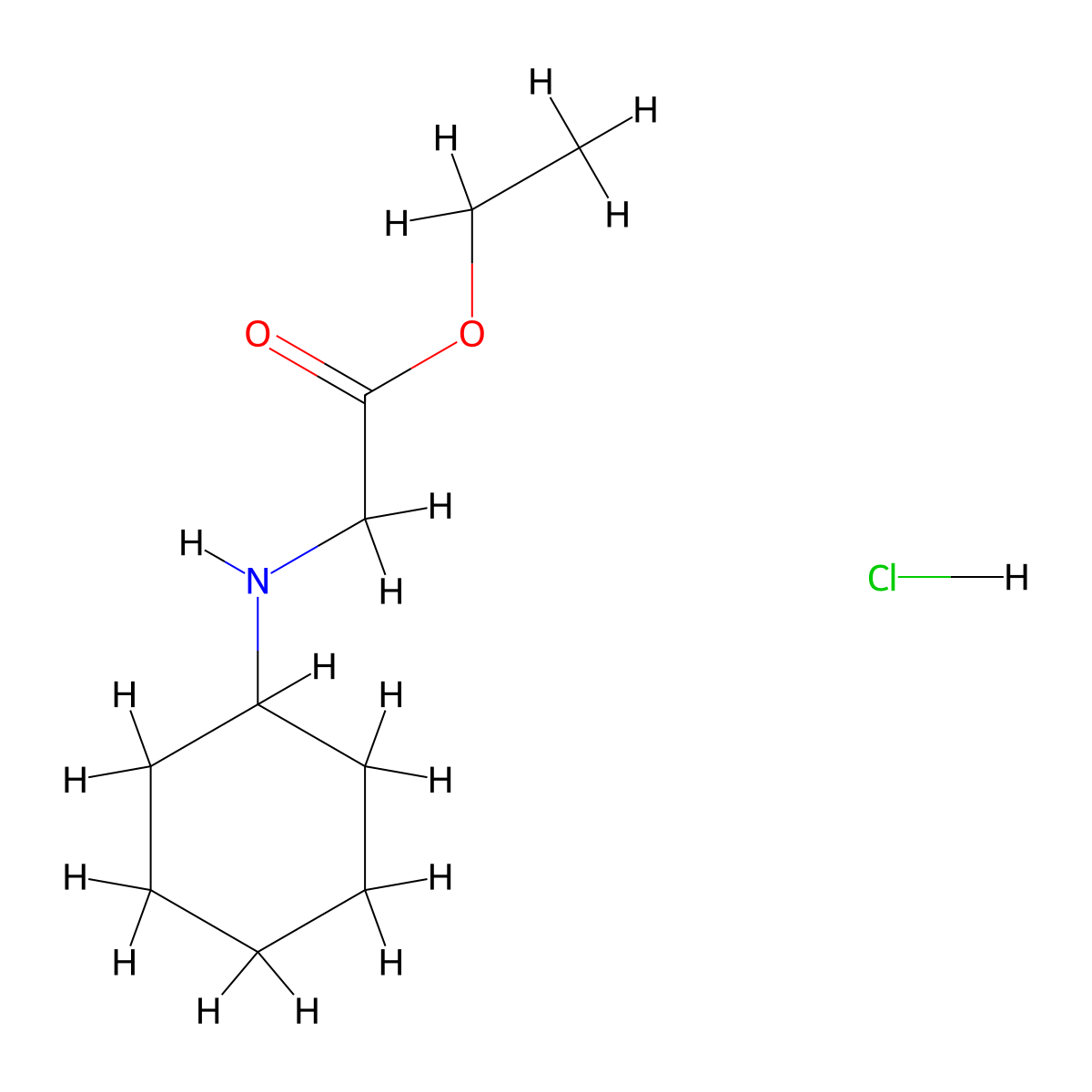Ethyl 2-(cyclohexylamino)acetate hydrochloride molecular structure, CAS 84126-70-5