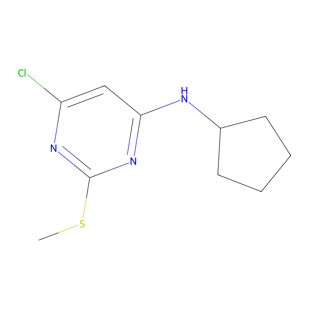 6-Chloro-n-cyclopentyl-2-(methylthio)pyrimidin-4-amine molecular structure, CAS 841260-74-0