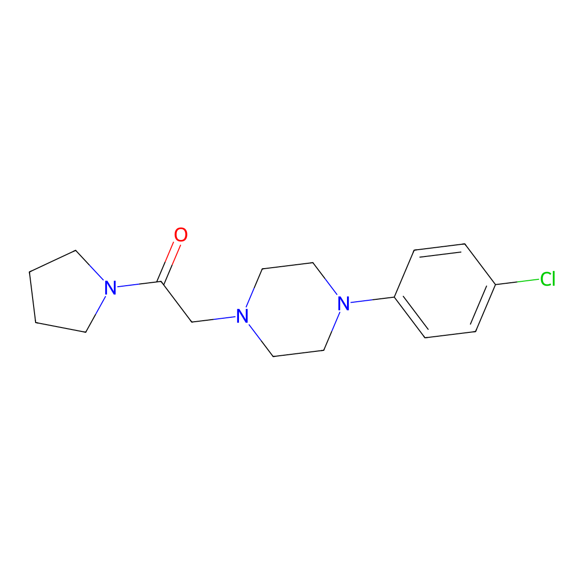 2-[4-(4-Chloro-phenyl)-piperazin-1-yl]-1-pyrrolidin-1-yl-ethanone molecular structure, CAS 841270-28-8