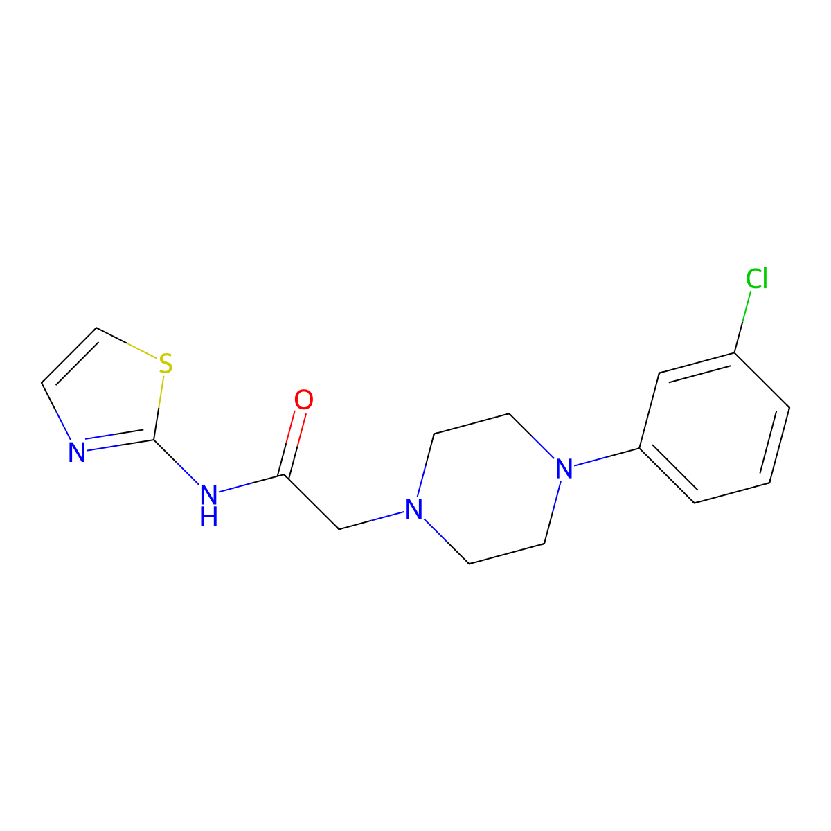 2-[4-(3-chlorophenyl)piperazin-1-yl]-N-(1,3-thiazol-2-yl)acetamide molecular structure, CAS 841270-48-2