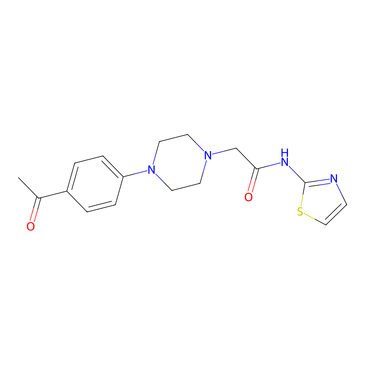 2-[4-(4-acetylphenyl)piperazin-1-yl]-N-(1,3-thiazol-2-yl)acetamide molecular structure, CAS 841270-65-3