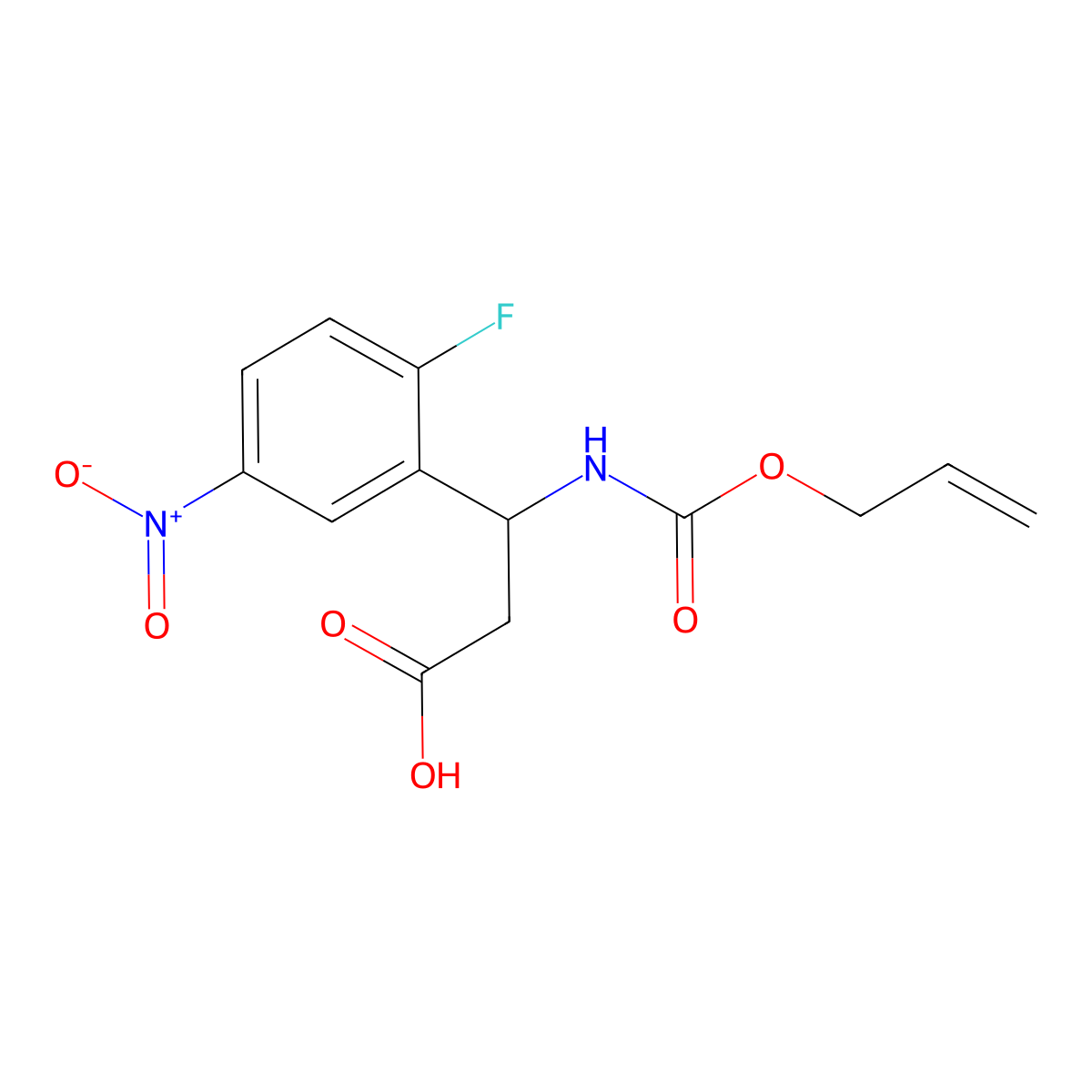 3-(2-Fluoro-5-nitrophenyl)-3-{[(prop-2-en-1-yloxy)carbonyl]amino}propanoic acid molecular structure, CAS 841276-88-8