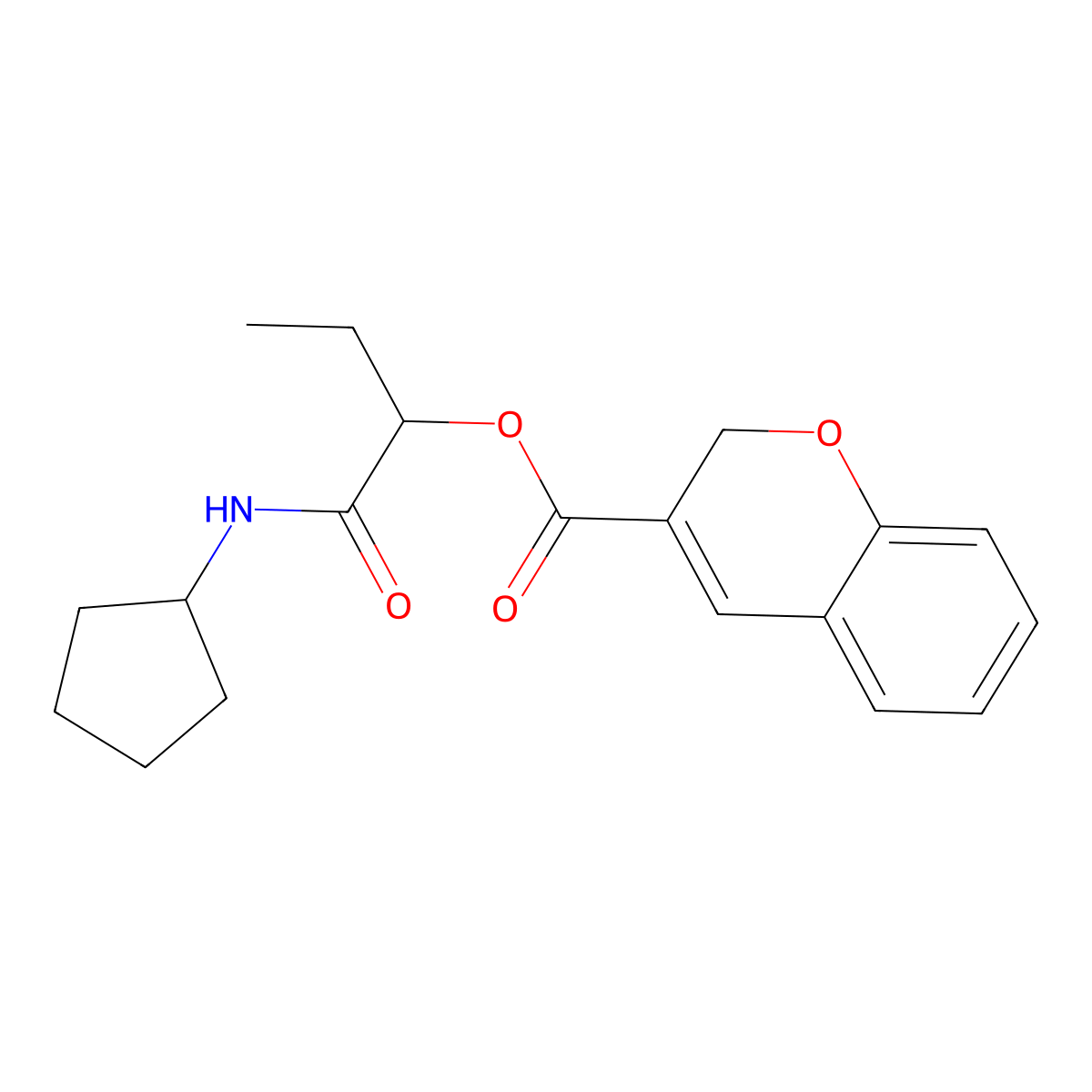 2H-Chromene-3-carboxylic acid 1-cyclopentylcarbamoyl-propyl ester molecular structure, CAS 841282-26-6
