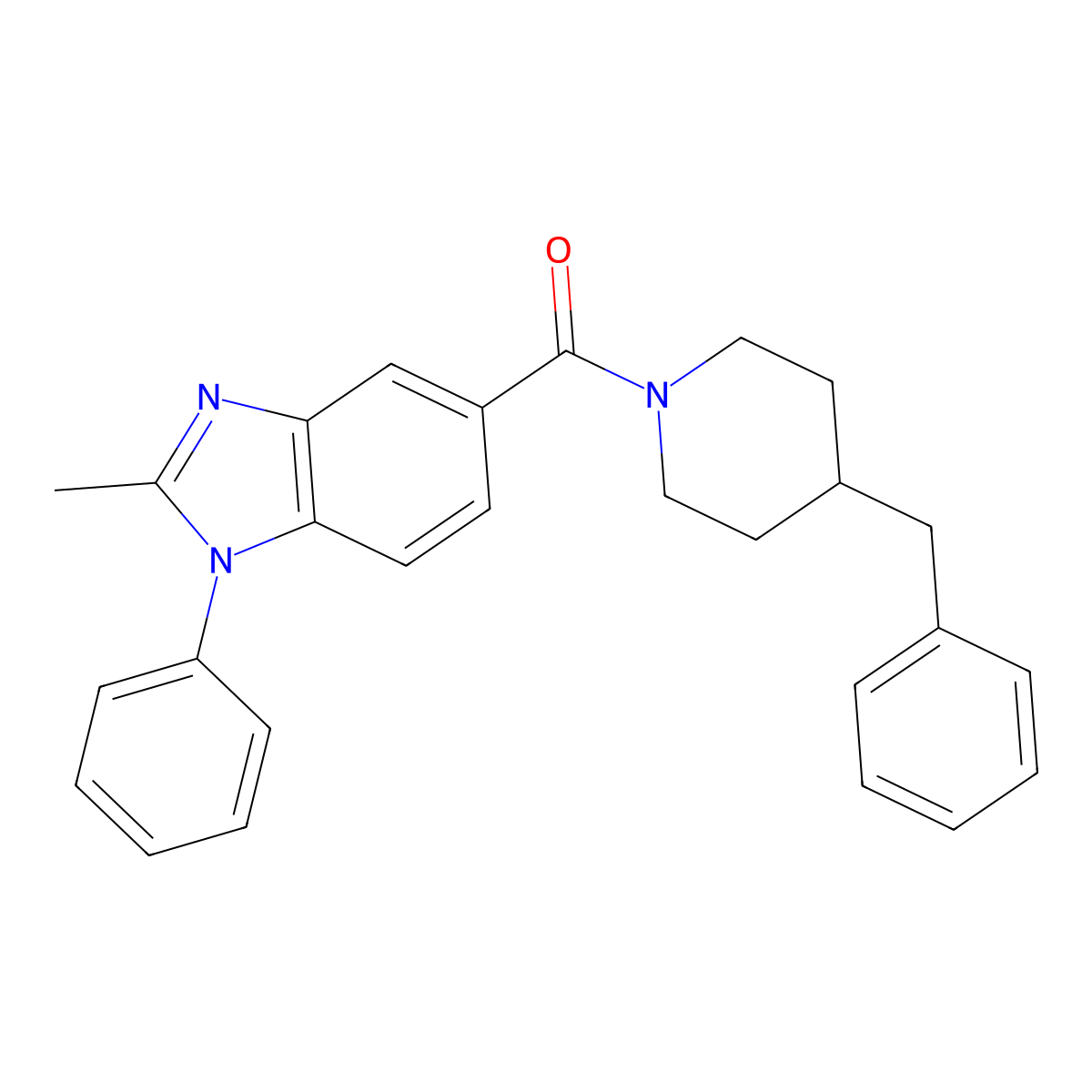(4-Benzylpiperidin-1-yl)-(2-methyl-1-phenylbenzimidazol-5-yl)methanone molecular structure, CAS 841288-14-0