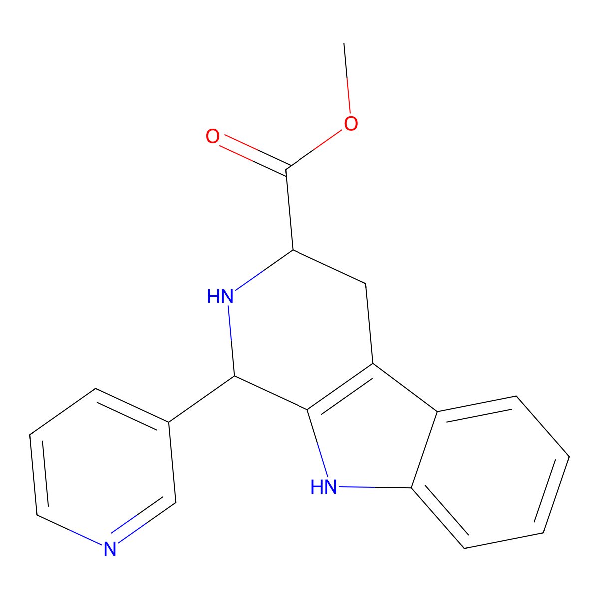 Methyl 1-(pyridin-3-yl)-2,3,4,9-tetrahydro-1H-pyrido[3,4-b]indole-3-carboxylate molecular structure, CAS 84133-32-4