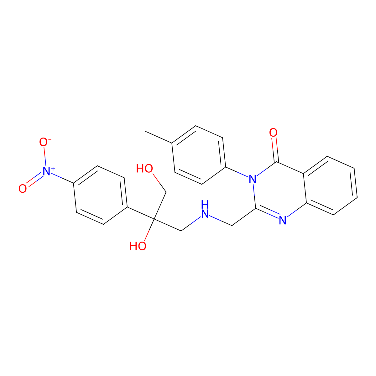2-(((2,3-Dihydroxy-2-(4-nitrophenyl)propyl)amino)methyl)-3-(4-methylphenyl)quinazolin-4(3H)-one molecular structure, CAS 84138-19-2