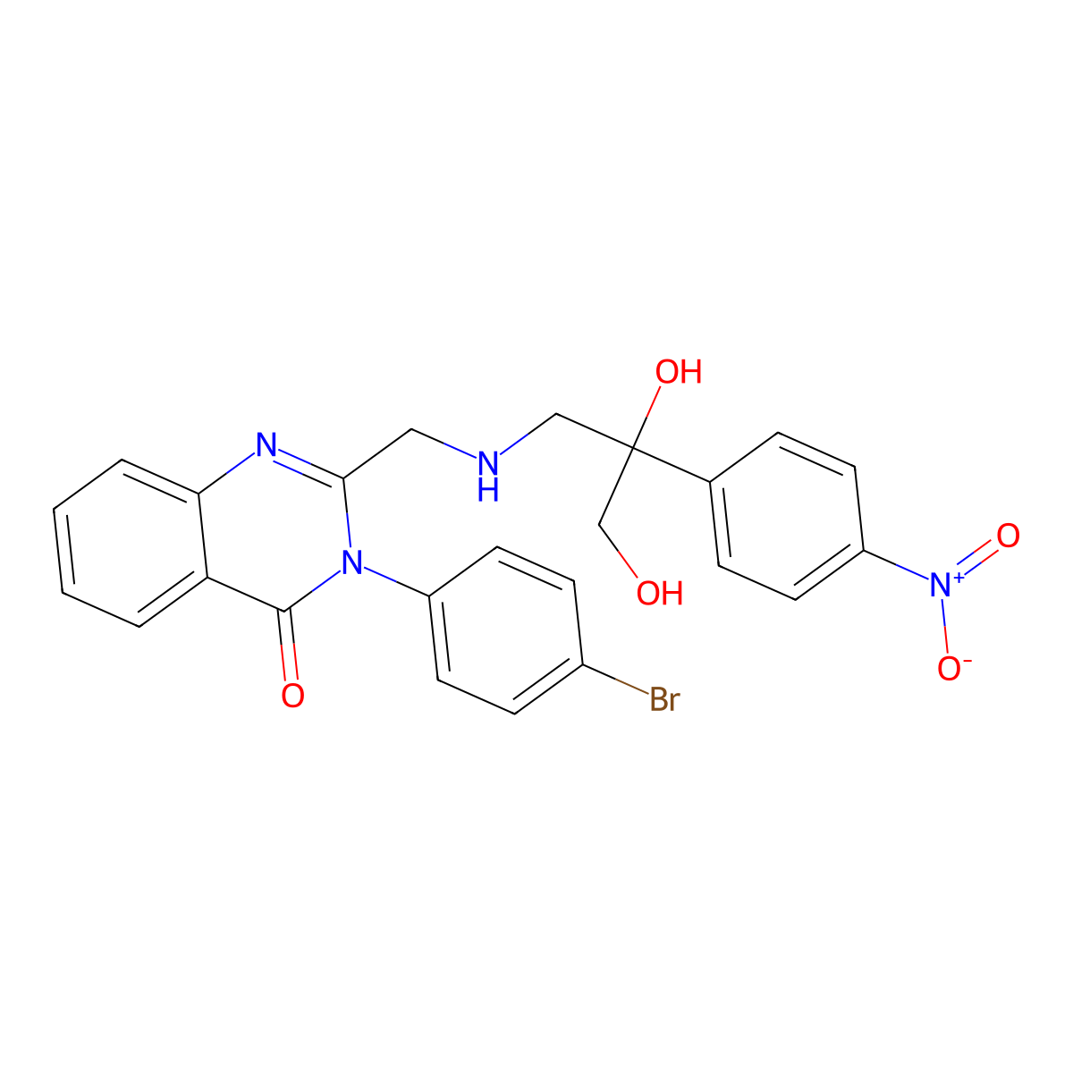 3-(4-Bromophenyl)-2-(((2,3-dihydroxy-2-(4-nitrophenyl)propyl)amino)methyl)quinazolin-4(3H)-one molecular structure, CAS 84138-21-6
