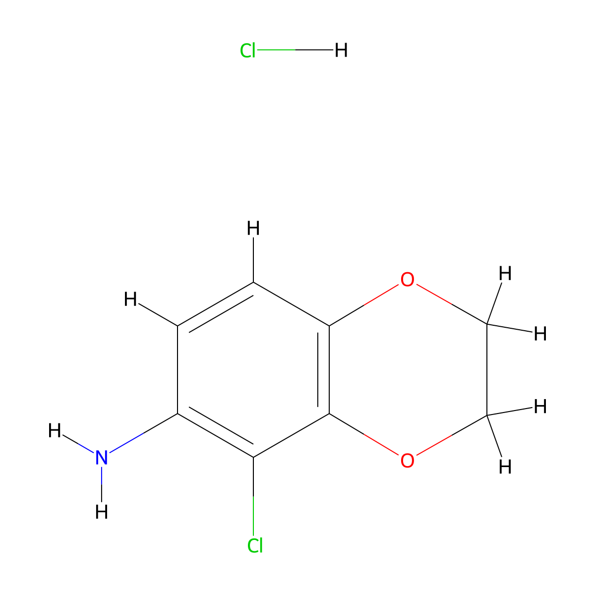 5-Chloro-2,3-dihydro-1,4-benzodioxin-6-amine hydrochloride molecular structure, CAS 84138-99-8