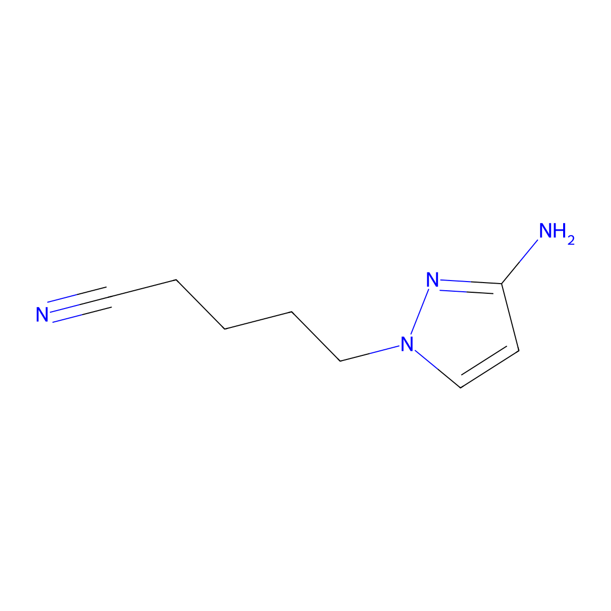 5-(3-amino-1H-pyrazol-1-yl)pentanenitrile molecular structure, CAS 84158-01-0