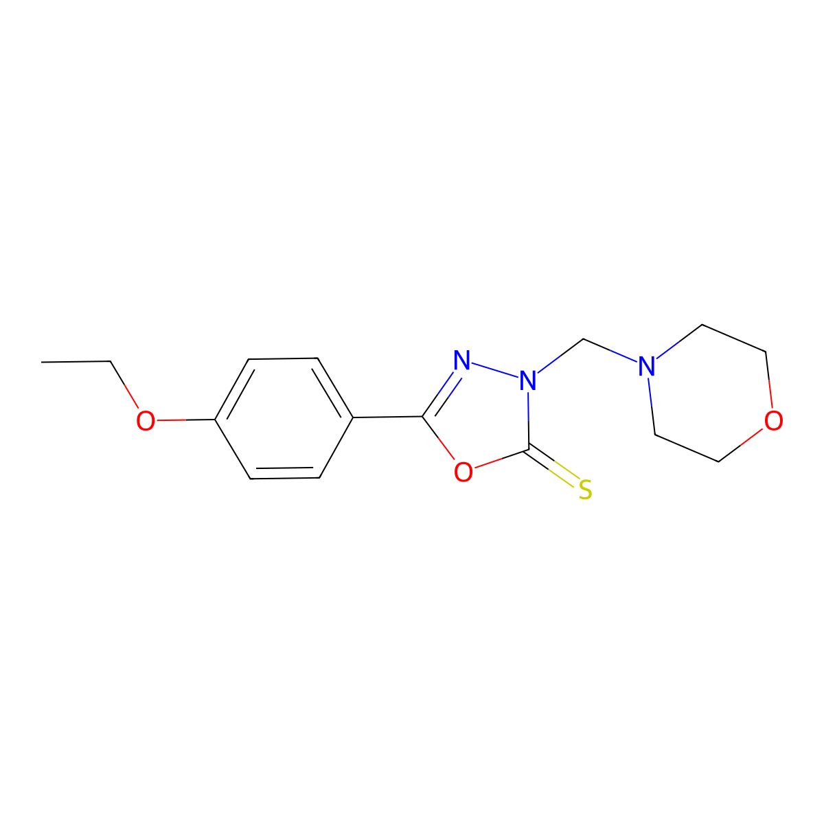 5-(4-Ethoxyphenyl)-3-(morpholin-4-ylmethyl)-1,3,4-oxadiazole-2-thione molecular structure, CAS 84160-28-1