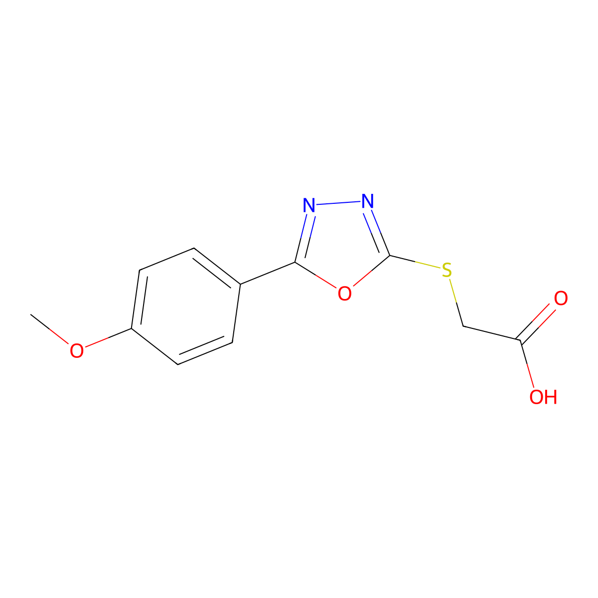 2-{[5-(4-Methoxyphenyl)-1,3,4-oxadiazol-2-yl]sulfanyl}acetic acid molecular structure, CAS 84160-41-8