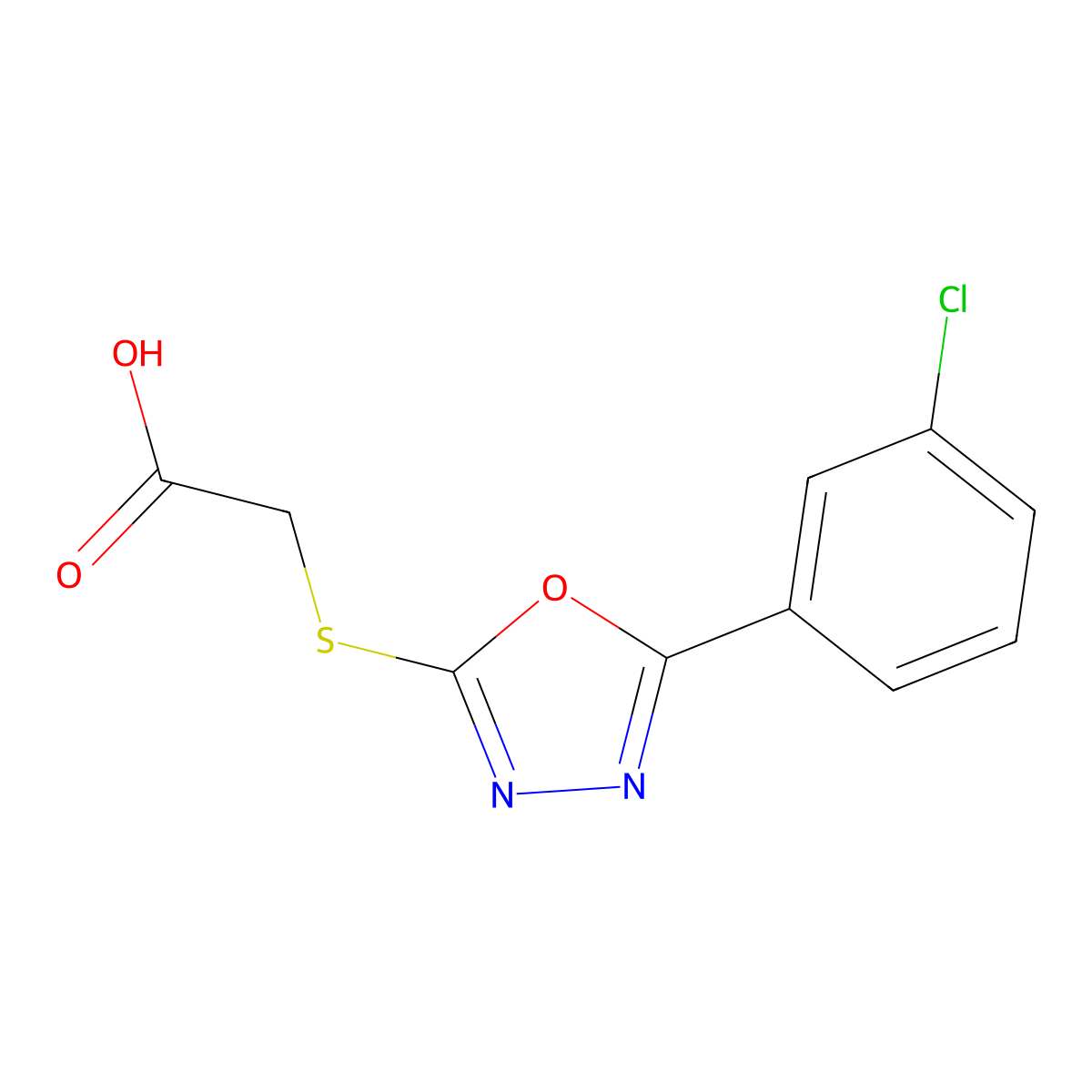{[5-(3-Chlorophenyl)-1,3,4-oxadiazol-2-yl]sulfanyl}acetic acid molecular structure, CAS 84160-45-2
