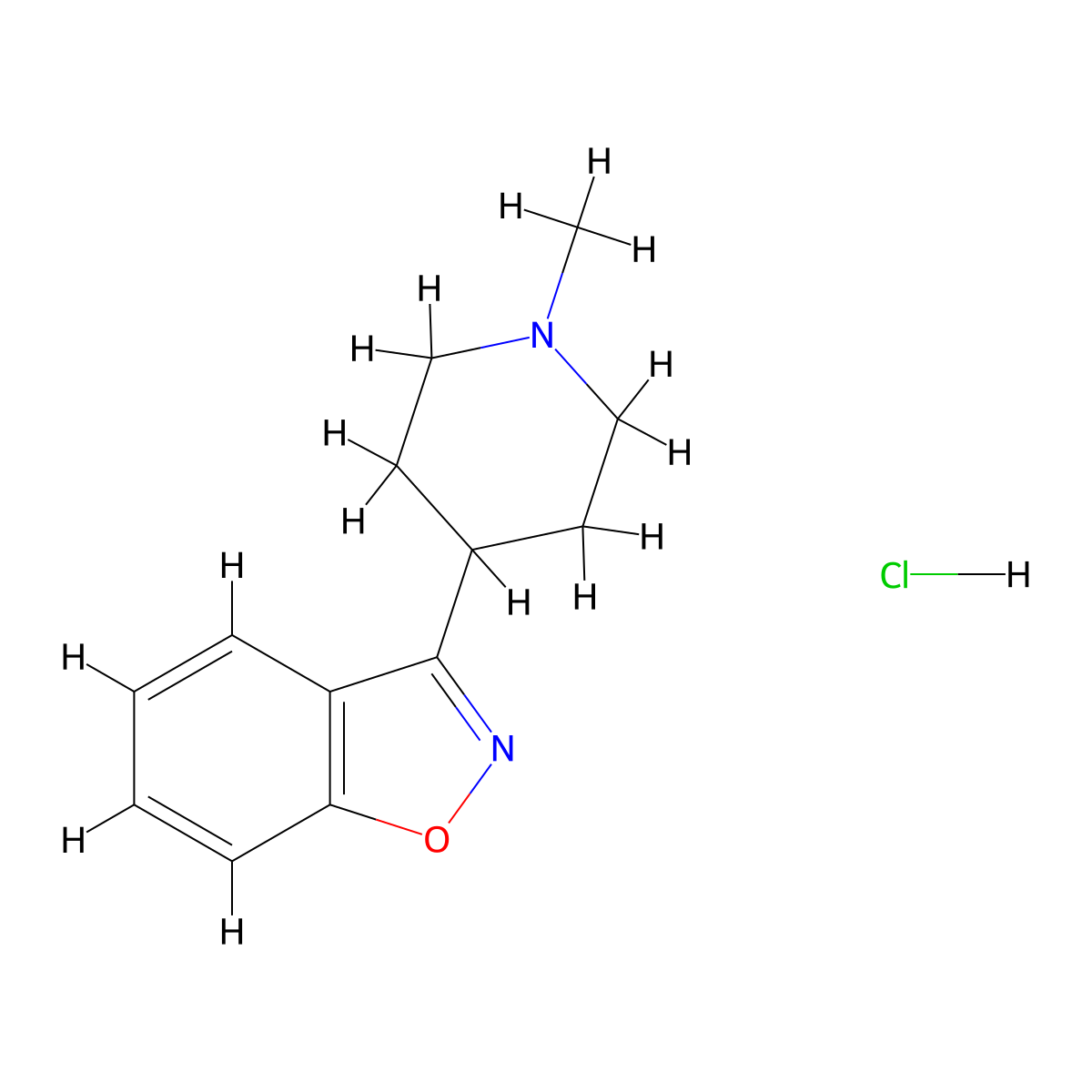 3-(1-Methyl-4-piperidinyl)-1,2-benzisoxazole Hydrochloride molecular structure, CAS 84163-12-2