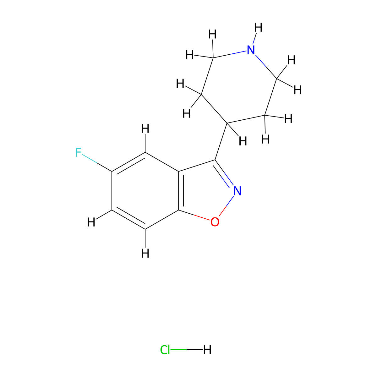 5-Fluoro-3-(4-piperidinyl)-1,2-benzisoxazole hydrochloride molecular structure, CAS 84163-16-6