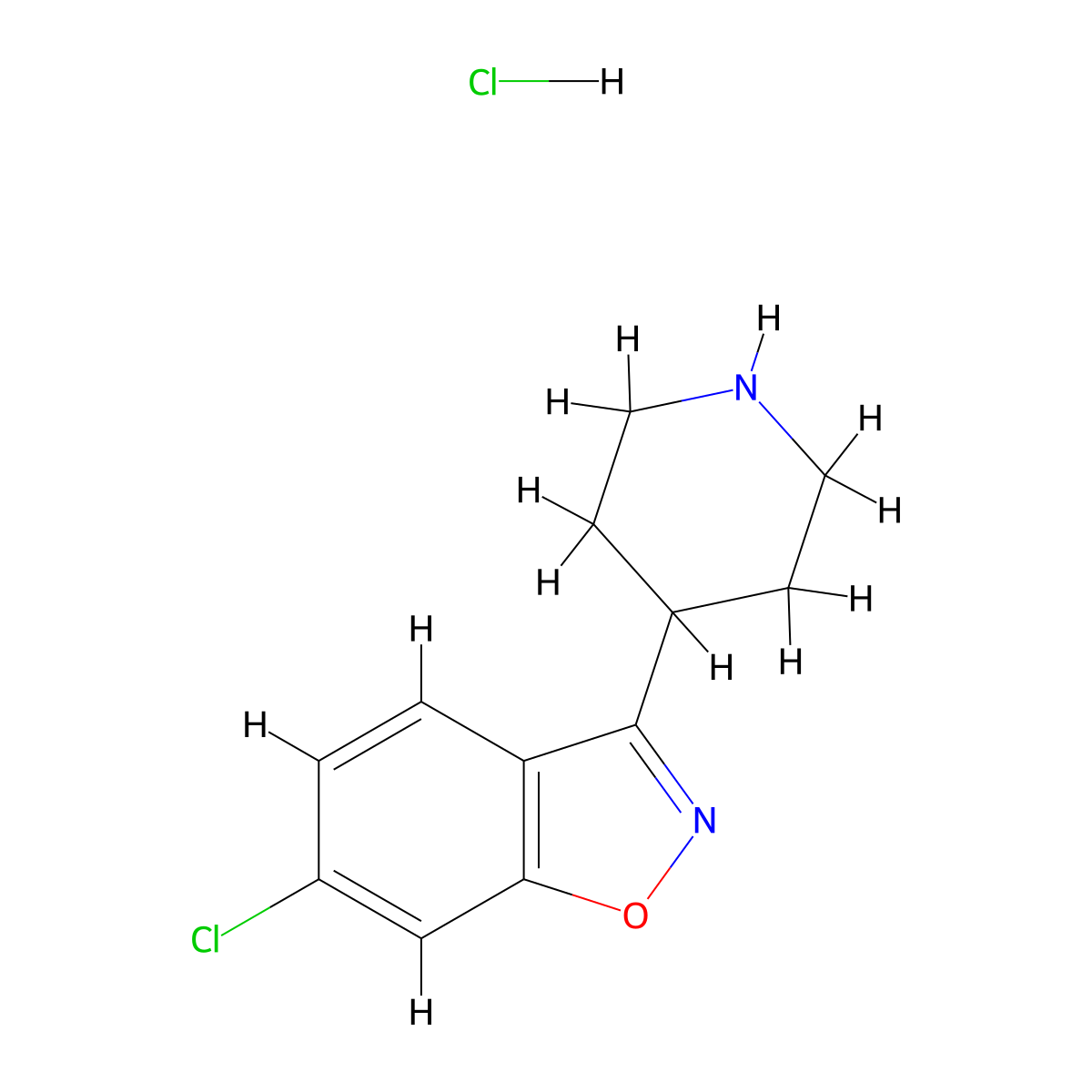 6-Chloro-3-(piperidin-4-yl)benzo[d]isoxazole hydrochloride molecular structure, CAS 84163-18-8