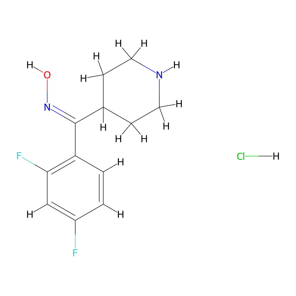 2,4-Difluorophenyl-(4-piperidinyl)methanone oxime hydrochloride molecular structure, CAS 84163-46-2