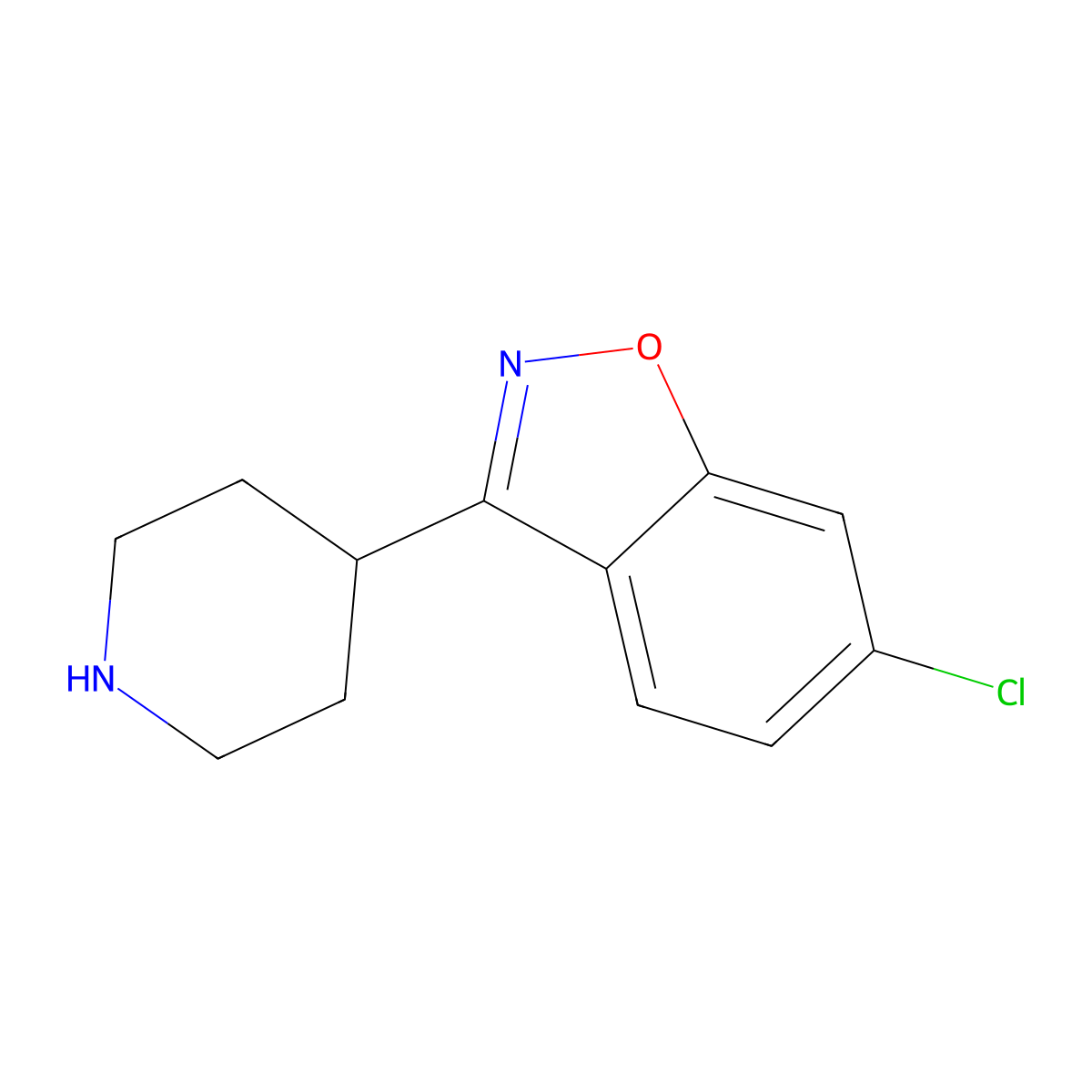 6-Chloro-3-(piperidin-4-yl)benzo[d]isoxazole molecular structure, CAS 84163-66-6