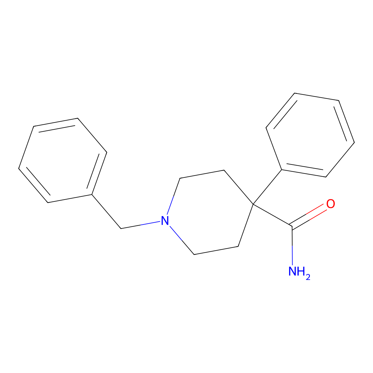 1-Benzyl-4-phenylpiperidine-4-carboxamide molecular structure, CAS 84176-76-1