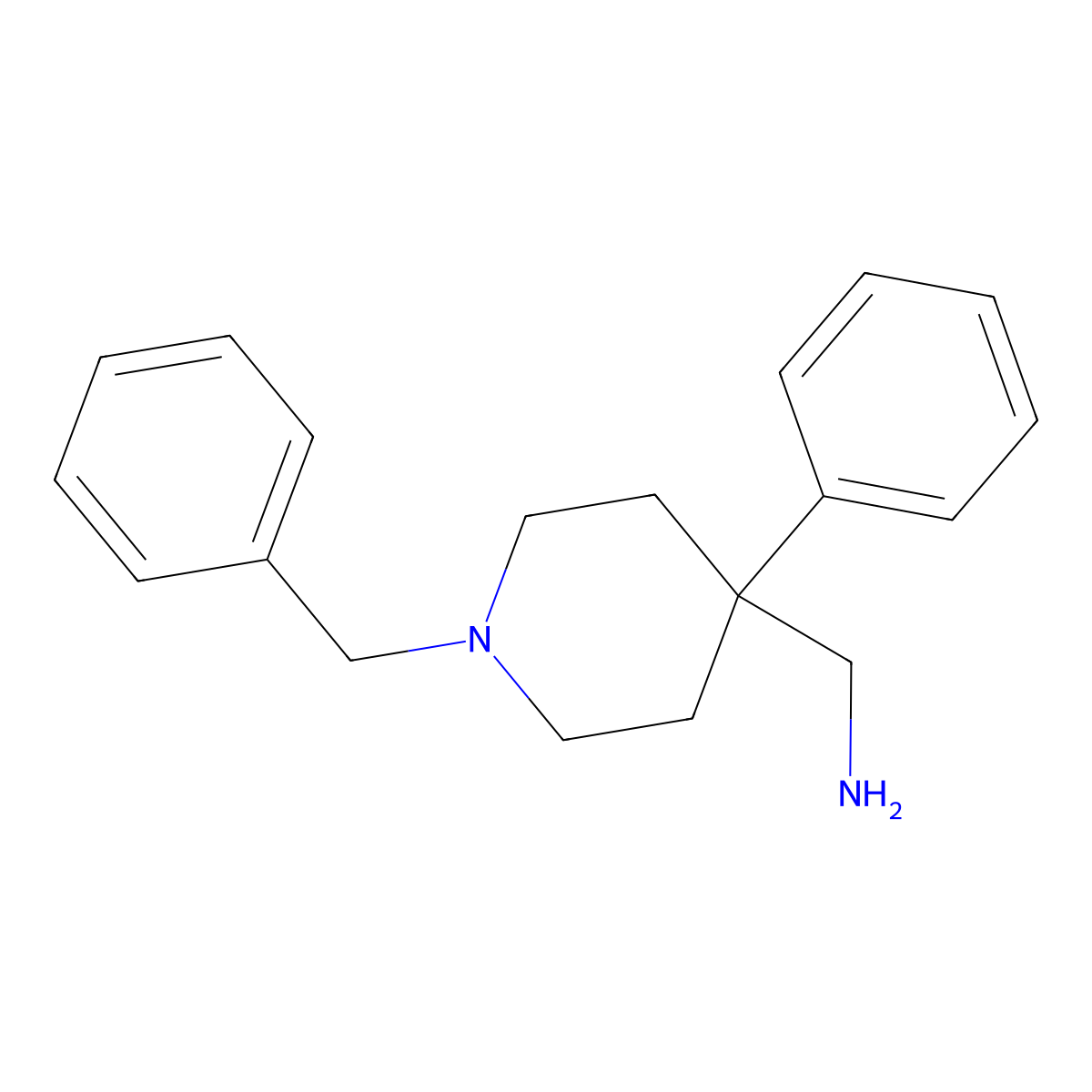 (1-Benzyl-4-phenylpiperidin-4-yl)methanamine molecular structure, CAS 84176-77-2