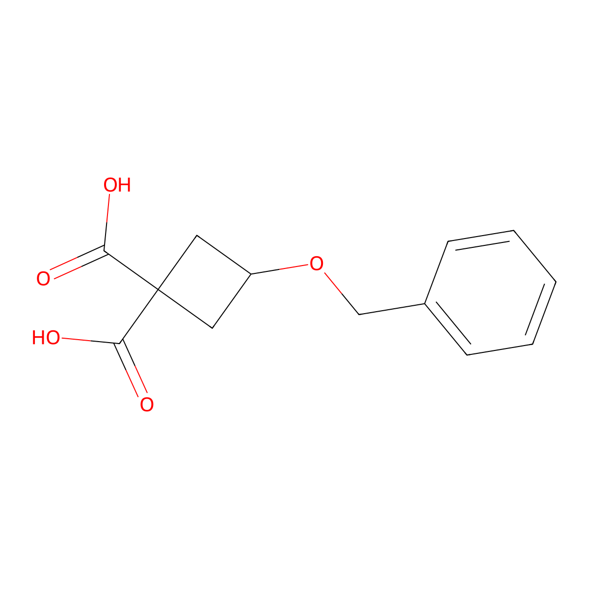 3-Benzyloxycyclobutane-1,1-dicarboxylic acid molecular structure, CAS 84182-46-7
