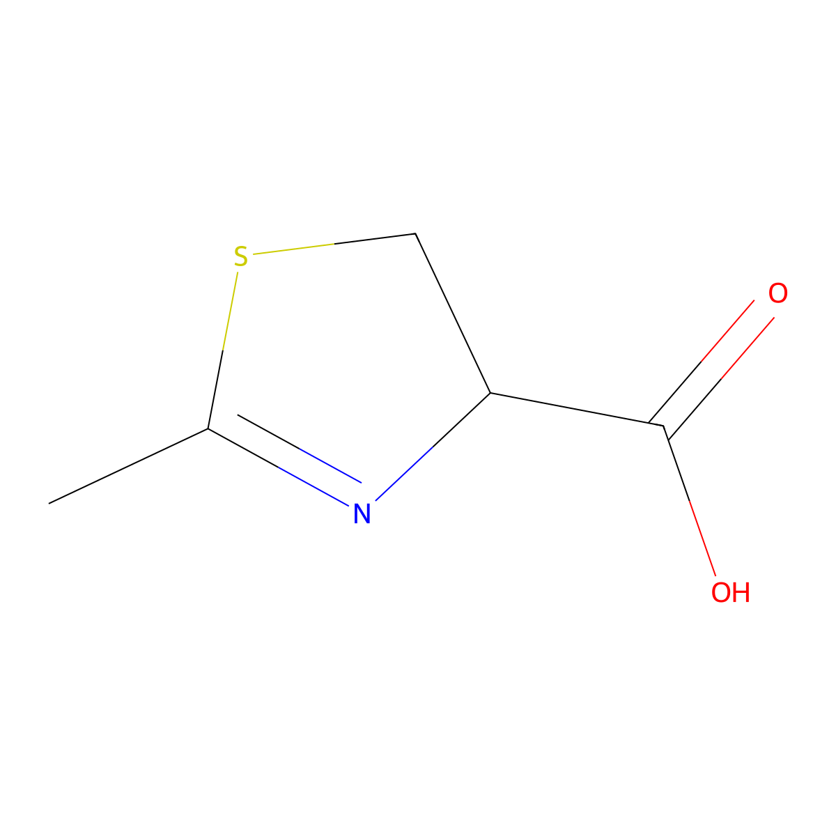 2-methyl-4,5-dihydro-1,3-thiazole-4-carboxylic Acid molecular structure, CAS 84184-18-9