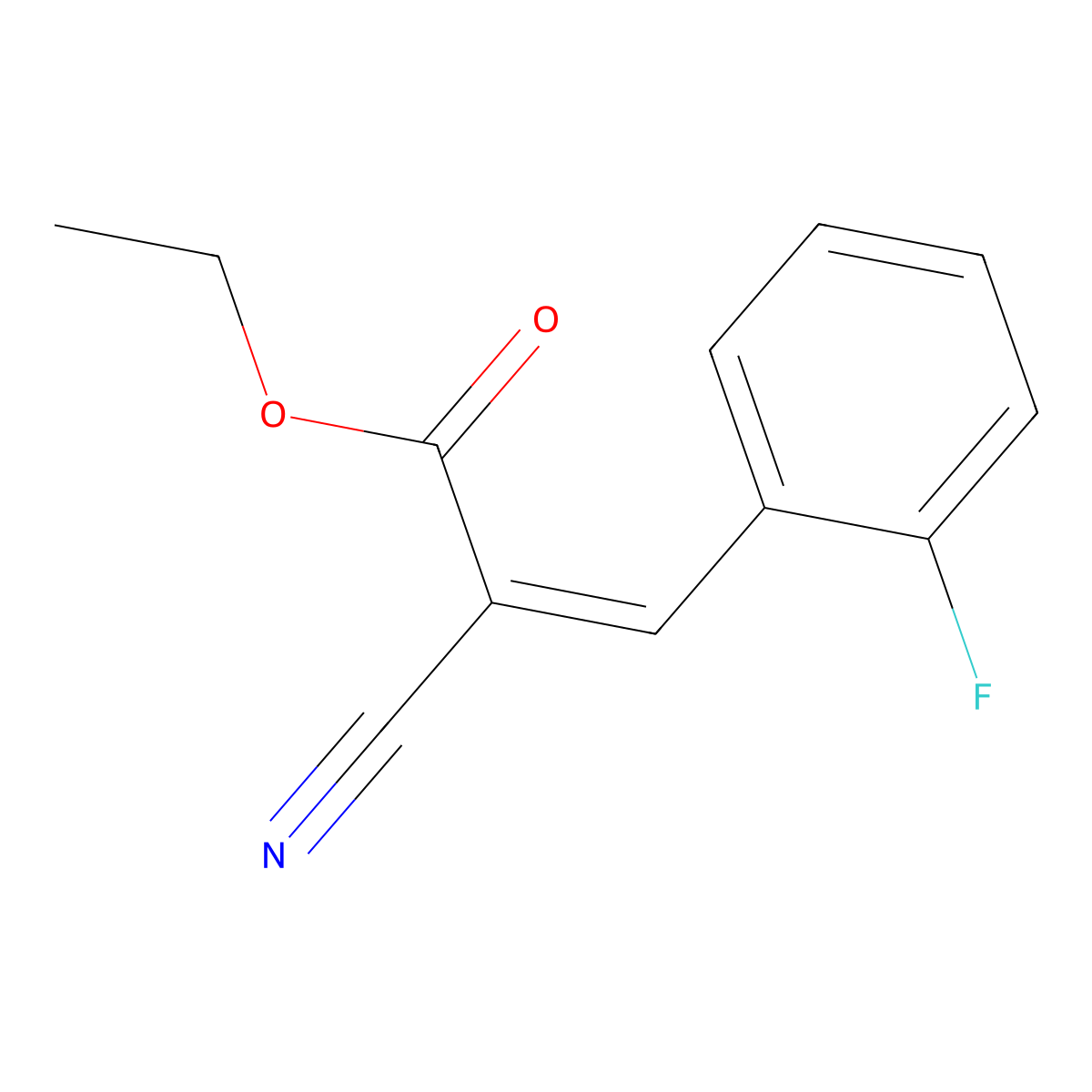 Ethyl 2-cyano-3-(2-fluorophenyl)acrylate molecular structure, CAS 84186-23-2