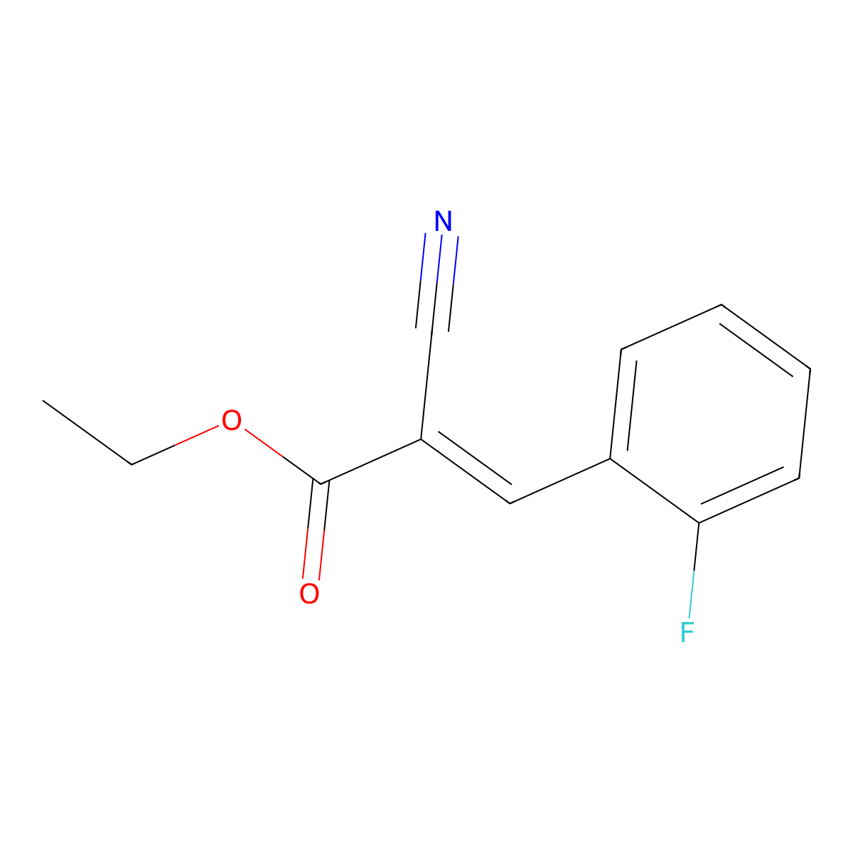 Ethyl 2-cyano-3-(2-fluorophenyl)acrylate molecular structure, CAS 84186-23-2