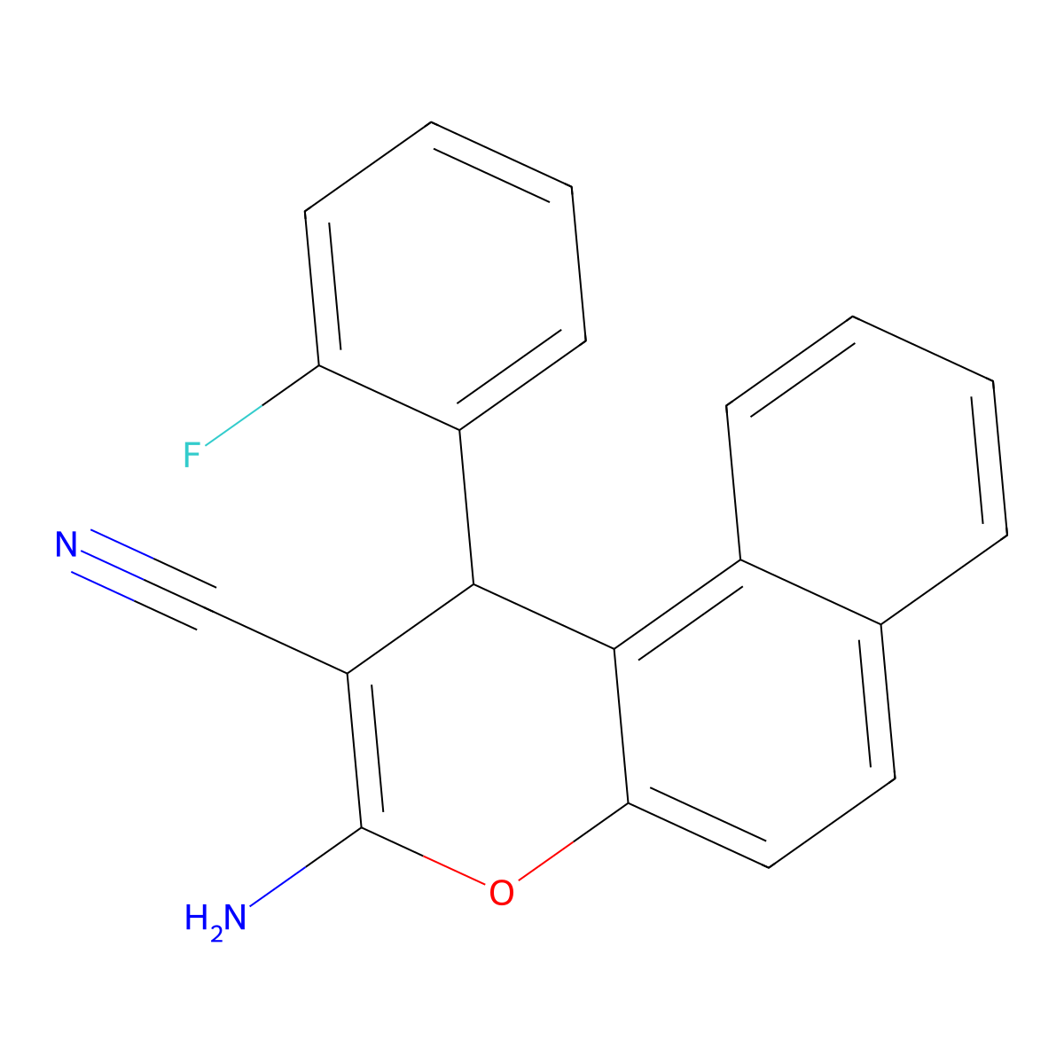 3-Amino-1-(2-fluorophenyl)-1H-naphtho(2,1-b)pyran-2-carbonitrile molecular structure, CAS 84186-24-3