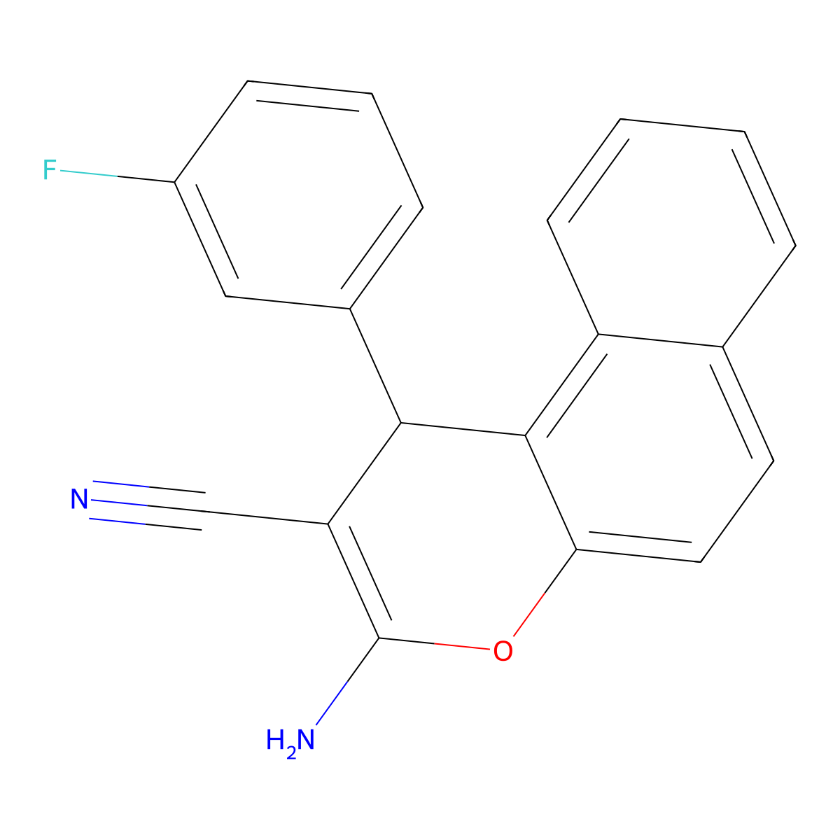 3-Amino-1-(3-fluorophenyl)-1H-benzo[f]chromene-2-carbonitrile molecular structure, CAS 84186-25-4