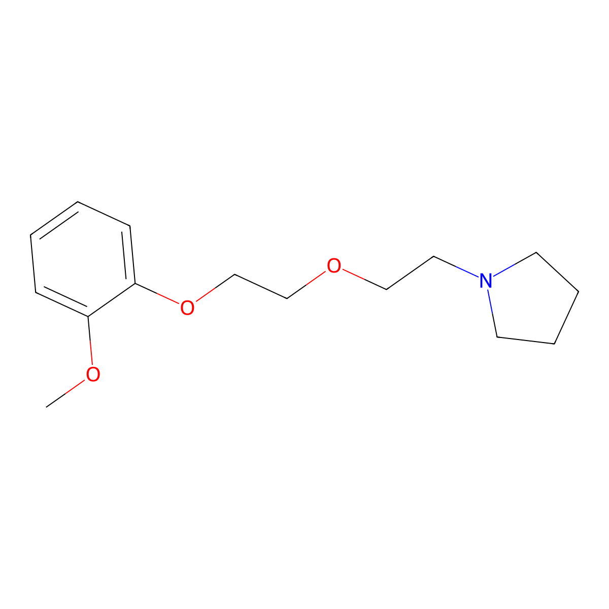 Pyrrolidine, 1-(2-(2-(o-methoxyphenoxy)ethoxy)ethyl)- molecular structure, CAS 842-93-3