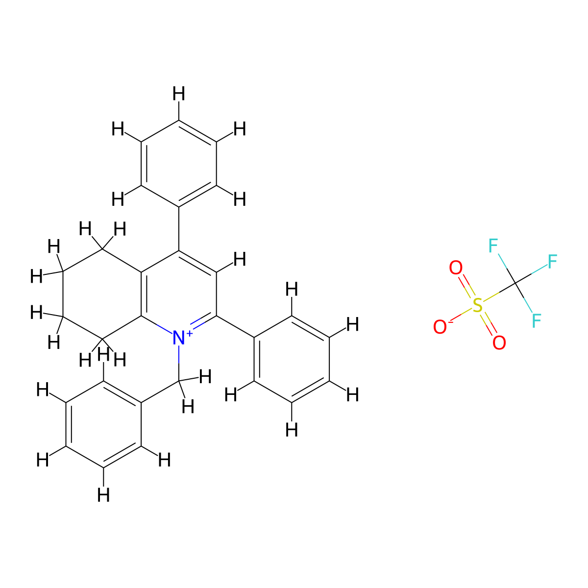 1-Benzyl-2,4-diphenyl-5,6,7,8-tetrahydroquinolin-1-ium trifluoromethanesulfonate molecular structure, CAS 84202-19-7
