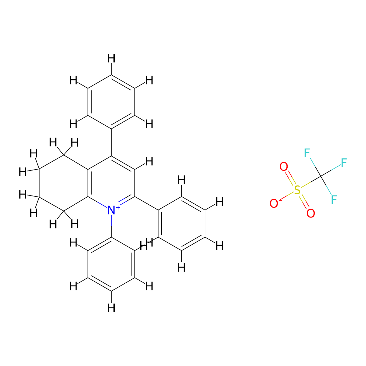 1,2,4-Triphenyl-5,6,7,8-tetrahydroquinolinium trifluoromethanesulfonate molecular structure, CAS 84202-24-4