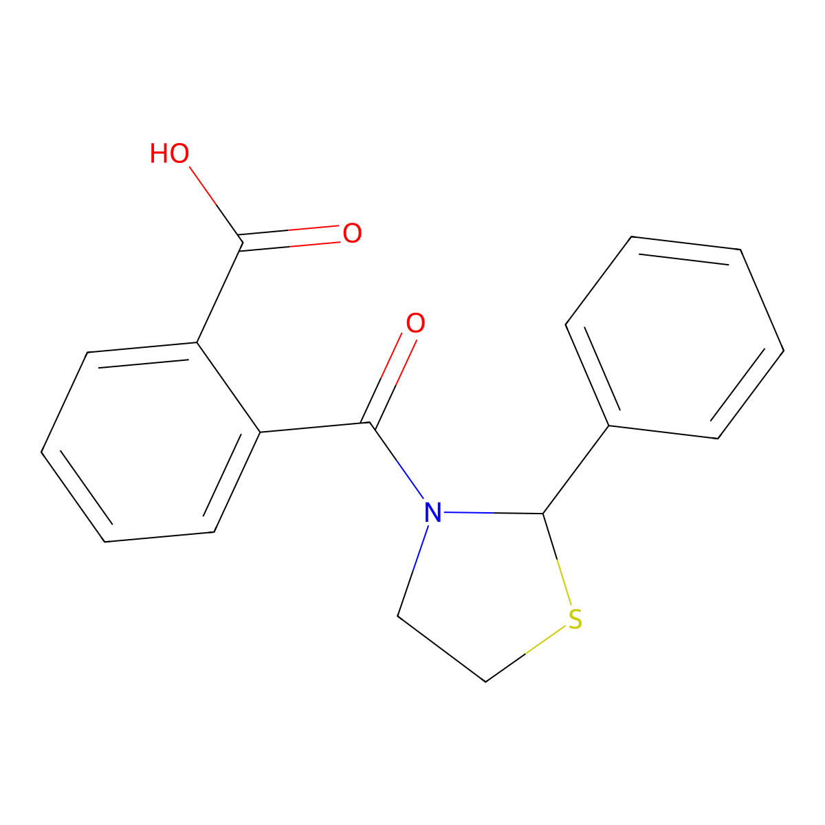 2-[(2-Phenyl-1,3-thiazolidin-3-yl)carbonyl]benzoic acid molecular structure, CAS 84210-70-8