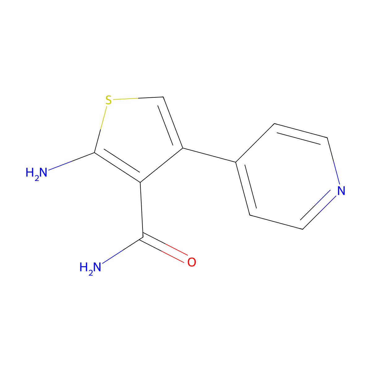 2-Amino-4-(pyridin-4-yl)thiophene-3-carboxamide molecular structure, CAS 842104-18-1