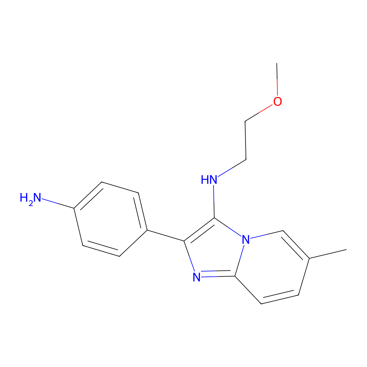 2-(4-aminophenyl)-N-(2-methoxyethyl)-6-methylimidazo[1,2-a]pyridin-3-amine molecular structure, CAS 842105-02-6