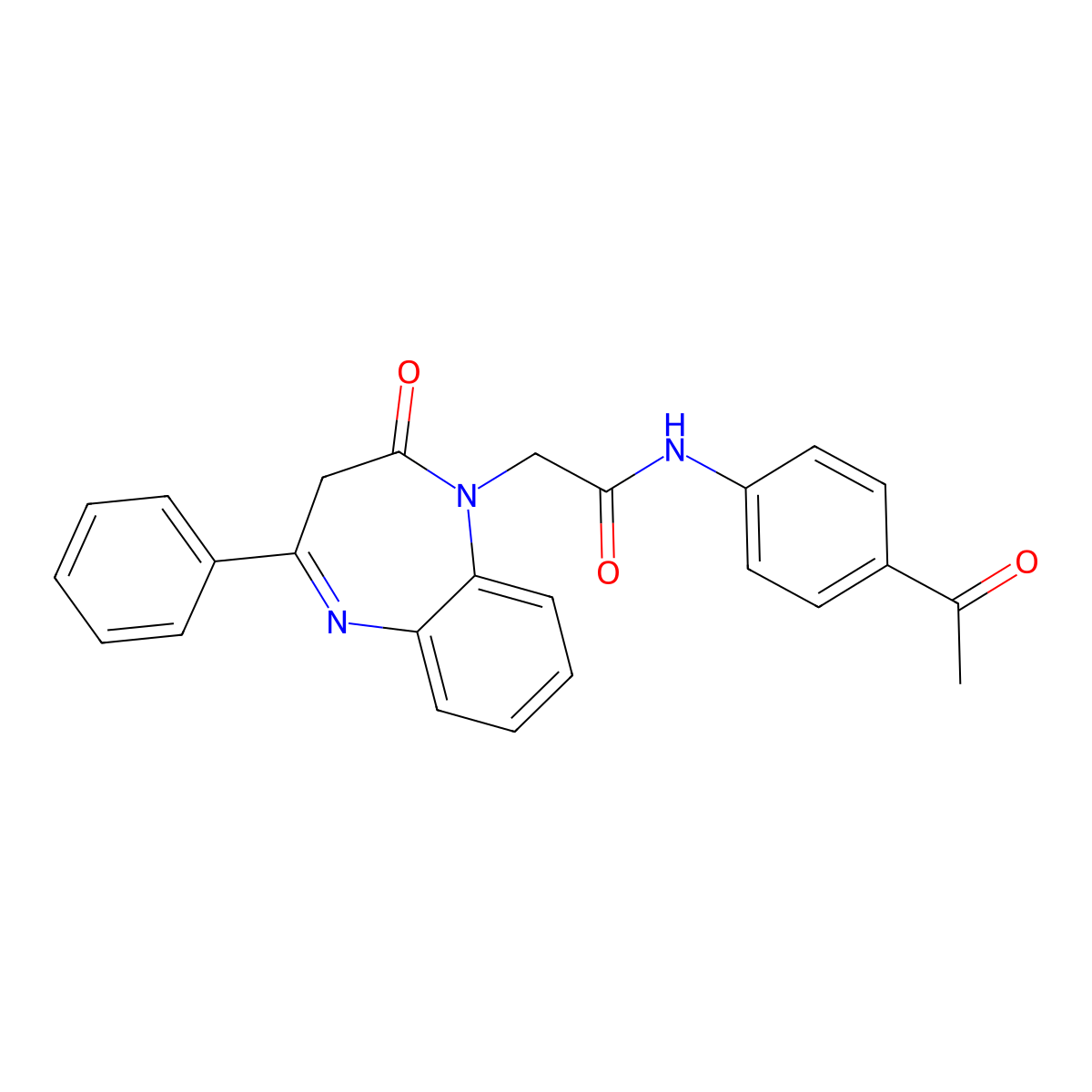 N-(4-acetylphenyl)-2-(2-oxo-4-phenyl-2,3-dihydro-1H-1,5-benzodiazepin-1-yl)acetamide molecular structure, CAS 842109-86-8