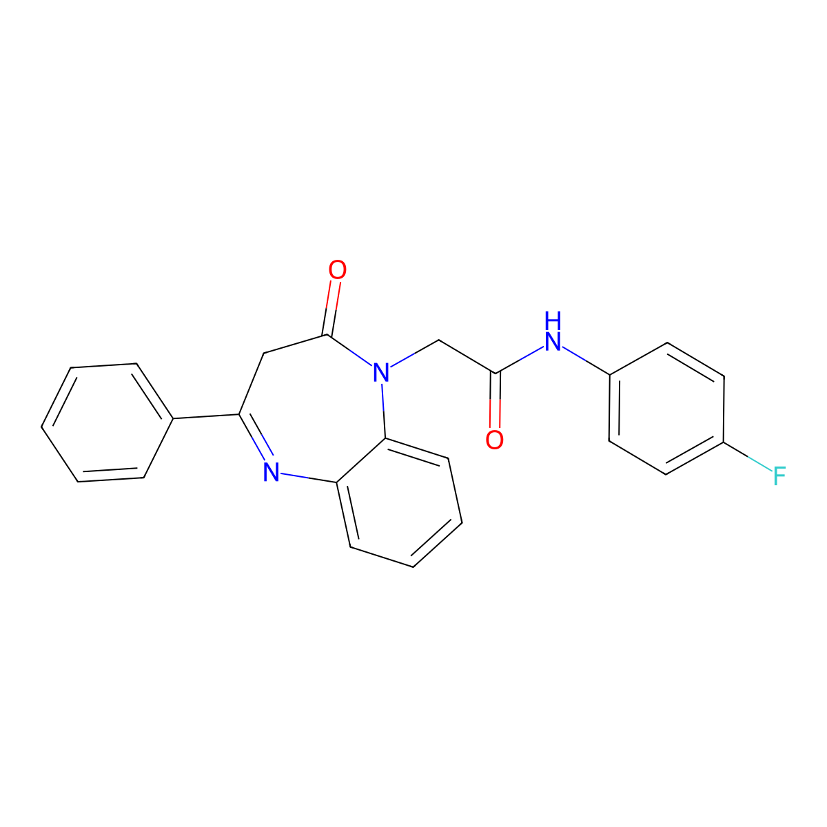 N-(4-fluorophenyl)-2-(2-oxo-4-phenyl-2,3-dihydro-1H-1,5-benzodiazepin-1-yl)acetamide molecular structure, CAS 842109-88-0