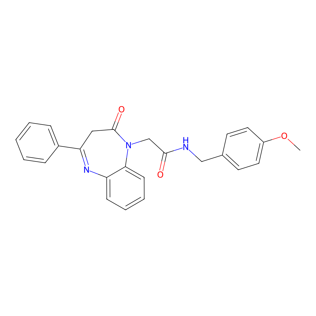 N-[(4-methoxyphenyl)methyl]-2-(2-oxo-4-phenyl-3H-1,5-benzodiazepin-1-yl)acetamide molecular structure, CAS 842109-97-1