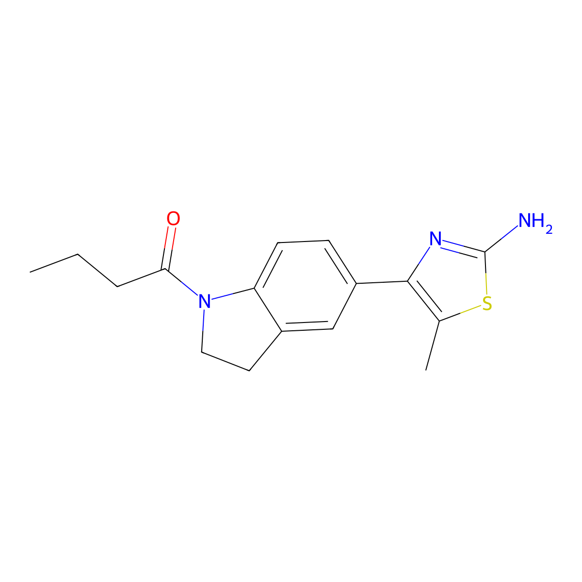 1-[5-(2-Amino-5-methyl-4-thiazolyl)-2,3-dihydroindol-1-yl]-1-butanone molecular structure, CAS 842110-52-5