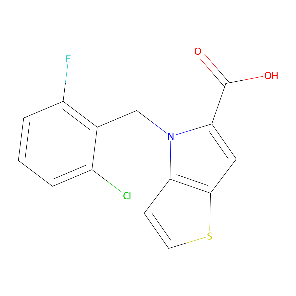 4-[(2-Chloro-6-fluorophenyl)methyl]thieno[3,2-b]pyrrole-5-carboxylic acid molecular structure, CAS 842110-71-8
