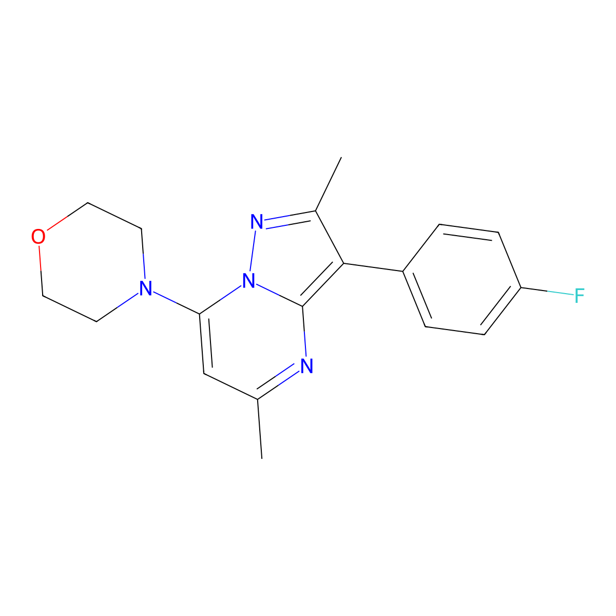 4-[3-(4-Fluorophenyl)-2,5-dimethylpyrazolo[1,5-a]pyrimidin-7-yl]morpholine molecular structure, CAS 842111-86-8