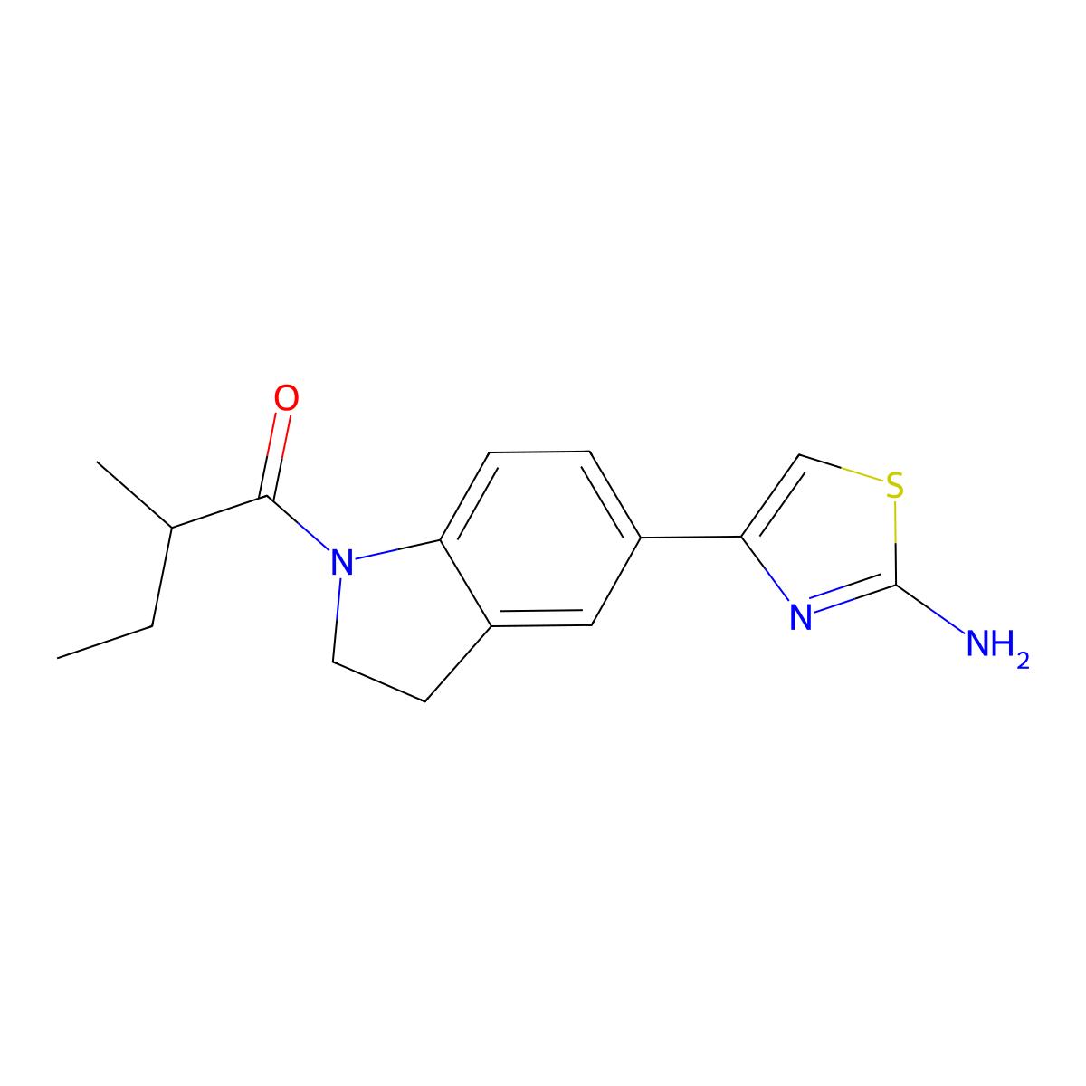 1-[5-(2-Amino-thiazol-4-yl)-2,3-dihydro-indol-1-yl]-2-methyl-butan-1-one molecular structure, CAS 842112-23-6