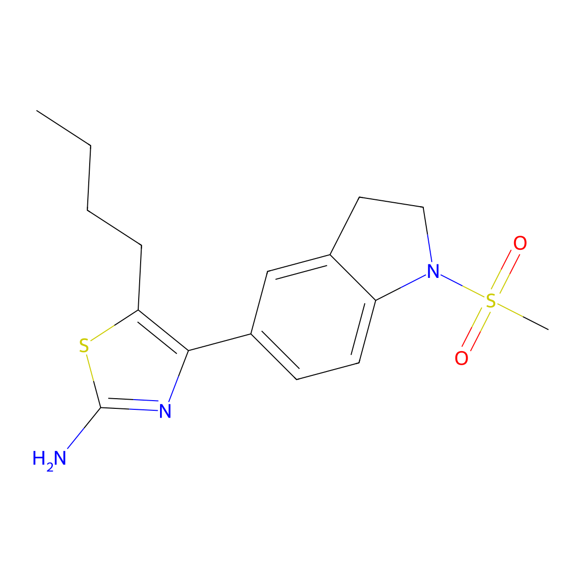 5-Butyl-4-(1-(methylsulfonyl)indolin-5-yl)thiazol-2-amine molecular structure, CAS 842112-24-7